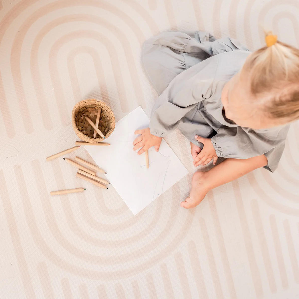 SPIELMATTE Linear Linen creme 120x180 - Creme, Kunststoff (120/180cm)