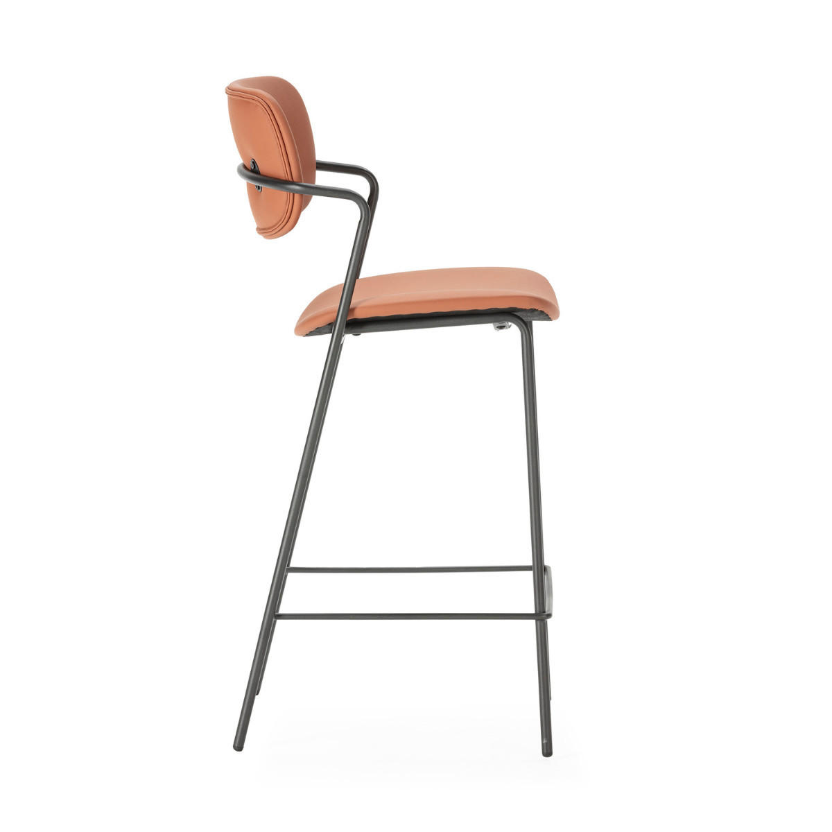 SADA 2 stoliček s černými kovovými nohami, výška 66 cm - MAIKA - červená, textil (51/66/44cm) - Calicosy