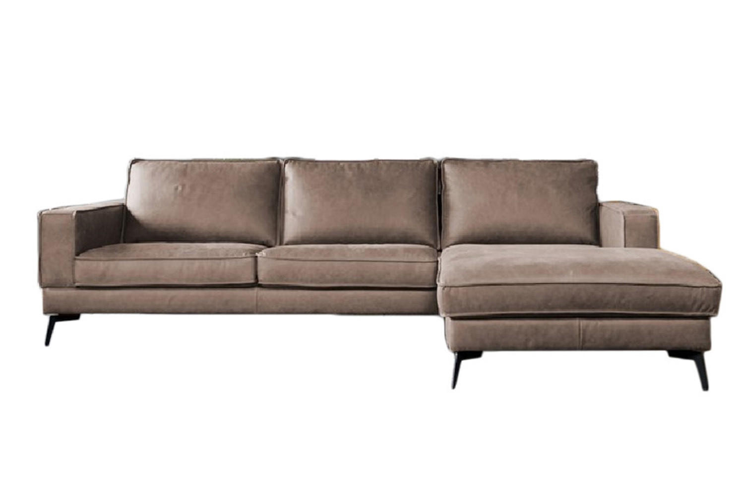 ECKSOFA BLOOM Taupe Leder - Taupe/Schwarz, Leder (276/177cm) - KAWOLA
