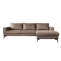 ECKSOFA BLOOM Taupe Leder - Taupe/Schwarz, Leder (276/177cm) - KAWOLA