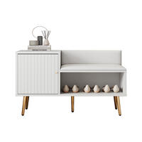 SCHUHBANK Weiß Stauraum Rückenlehne Modern - Weiß, Holzwerkstoff (100/58/38cm) - FLIEKS