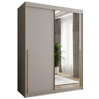 SCHIEBETÜRENSCHRANK mit Spiegel 150 cm Breite Kaschmir mit Goldgriff - Kaschmir/Goldfarben, Holzwerkstoff (250/200/62cm) - Home Collective