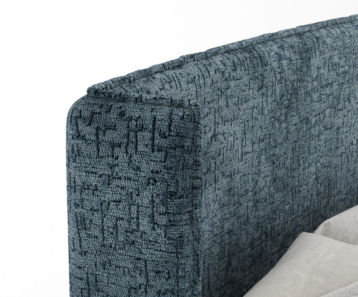 KONTINENTALBETT Ardis Blau Grau 140/200 cm mit Matratze und Topper - Blaugrau/Schwarz, Holz/Holzwerkstoff (140/200cm) - Maison de Reve