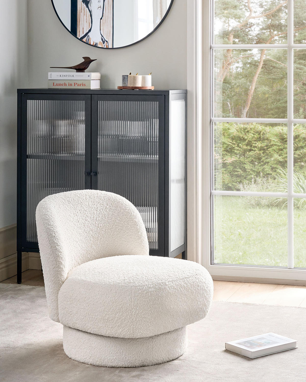 SESSEL Cremeweiß Aylo - Weiß, Textil (60/65/70cm) - Beliani