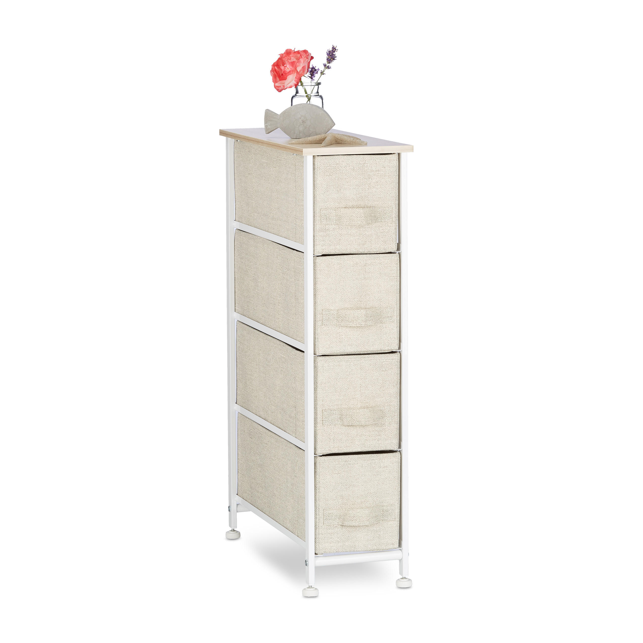 SCHUBLADENBOX - Creme, Holzwerkstoff/Textil (20/76/48cm) - Relaxdays