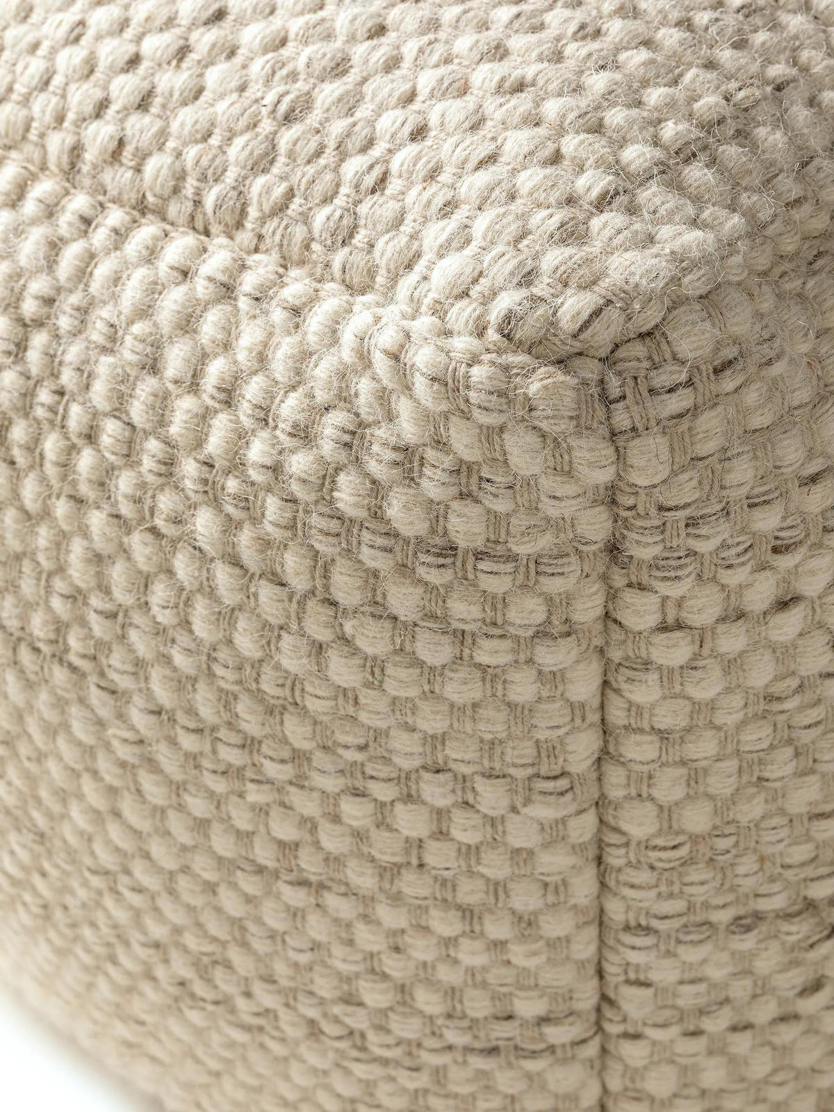 WOLL-POUF handgefertigt Rocco Cream 45x45x45 cm - Creme, Textil (45/45/45cm) - benuta Pure
