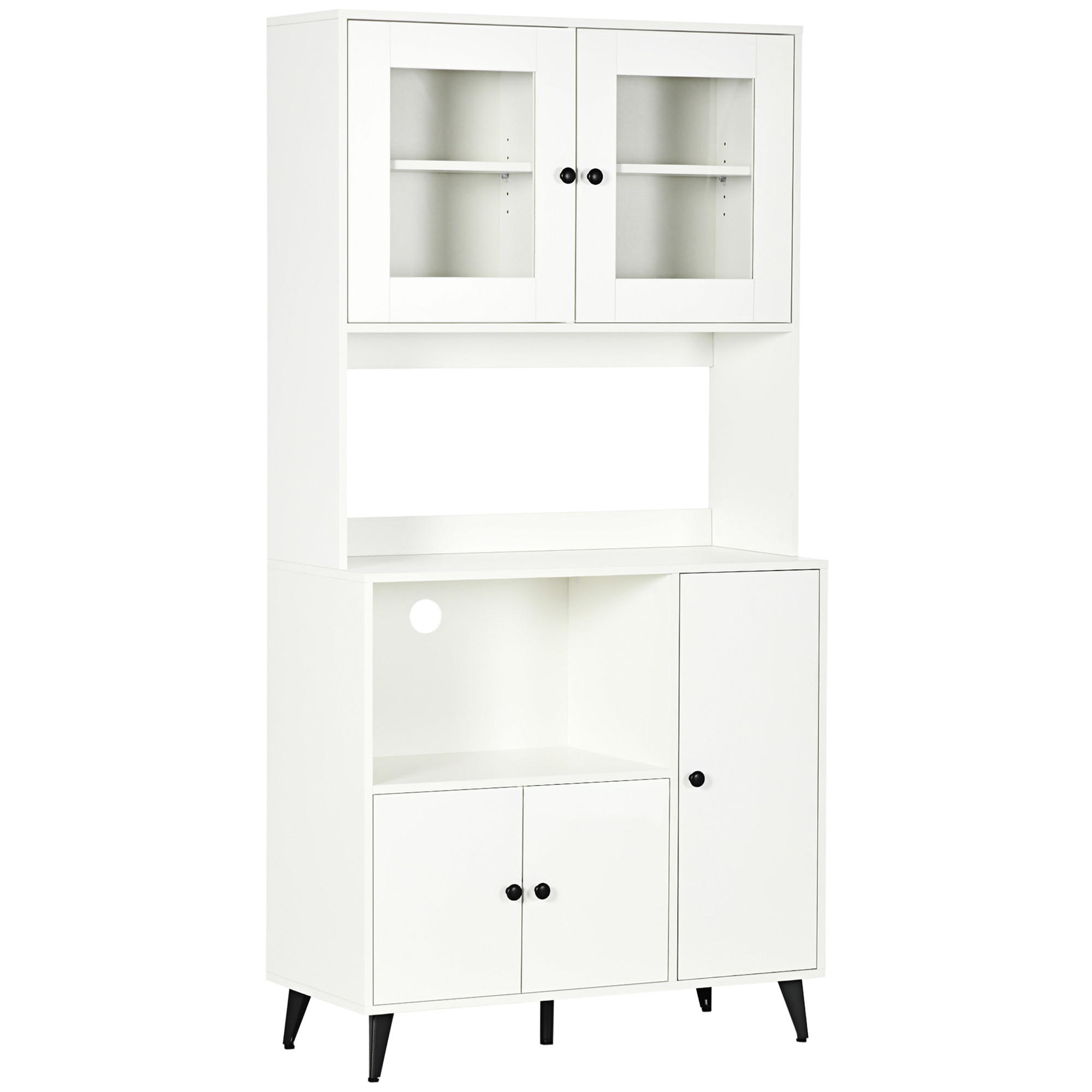 BUFFET DE-11328 3 Schränke mit Glasfront & Kabeldurchlass Weiß - Weiß, Holzwerkstoff (40/180/90cm) - ComfortXL