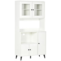 BUFFET DE-11328 3 Schränke mit Glasfront & Kabeldurchlass Weiß - Weiß, Holzwerkstoff (40/180/90cm) - ComfortXL