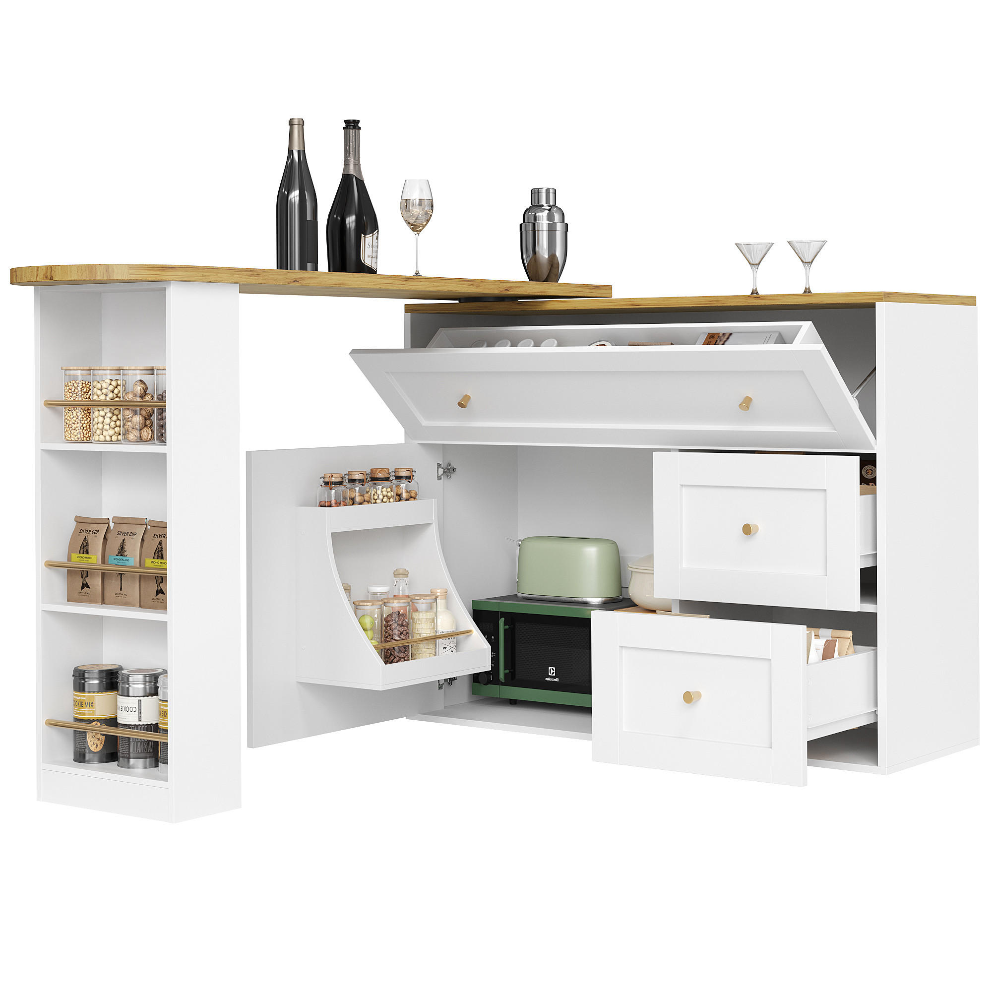 Luhomfu Esszimmerschrank Weiß 204x105x39 cm