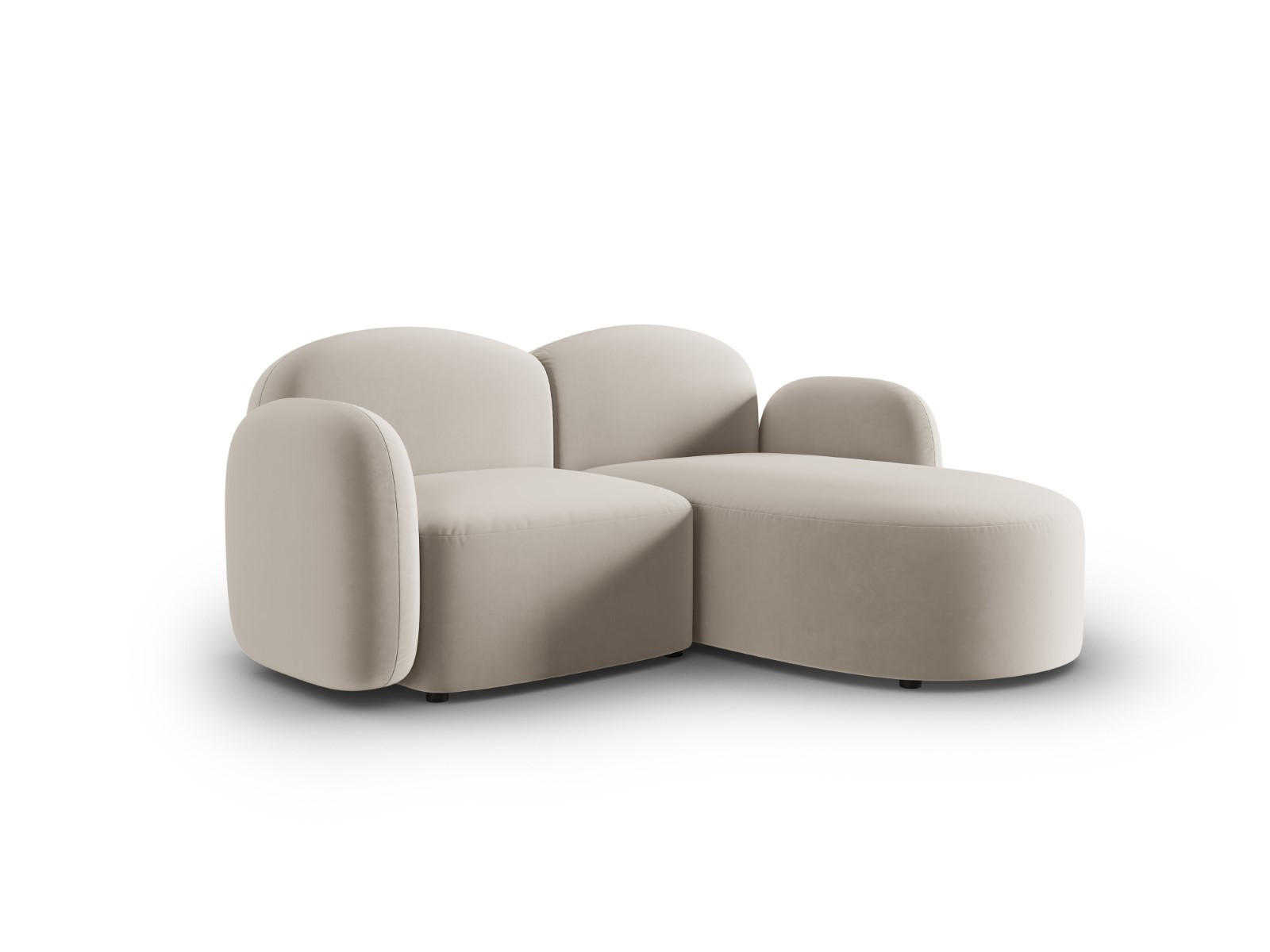 ECKSOFA rechts Blair aus Samt leichtes beige 3 Sitzplätze - Beige, Textil (155/194cm) - Micadoni