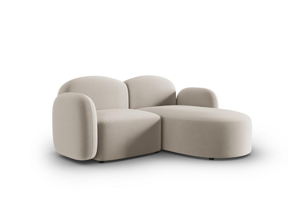 ECKSOFA rechts Blair aus Samt leichtes beige 3 Sitzplätze - Beige, Textil (155/194cm) - Micadoni