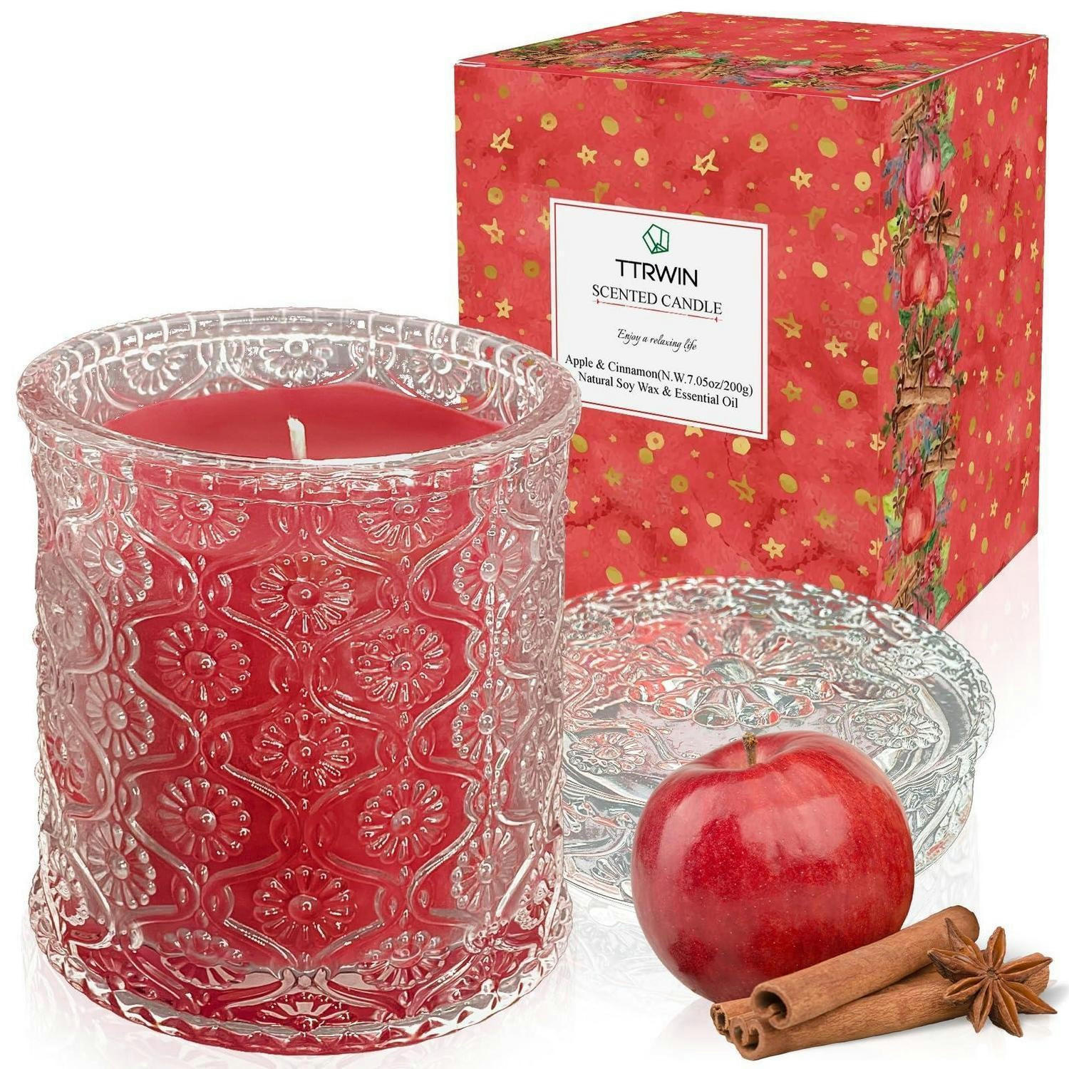 DUFTKERZE im Glas Apfel Zimt 200g - Rot, Paraffin (11.3cm)