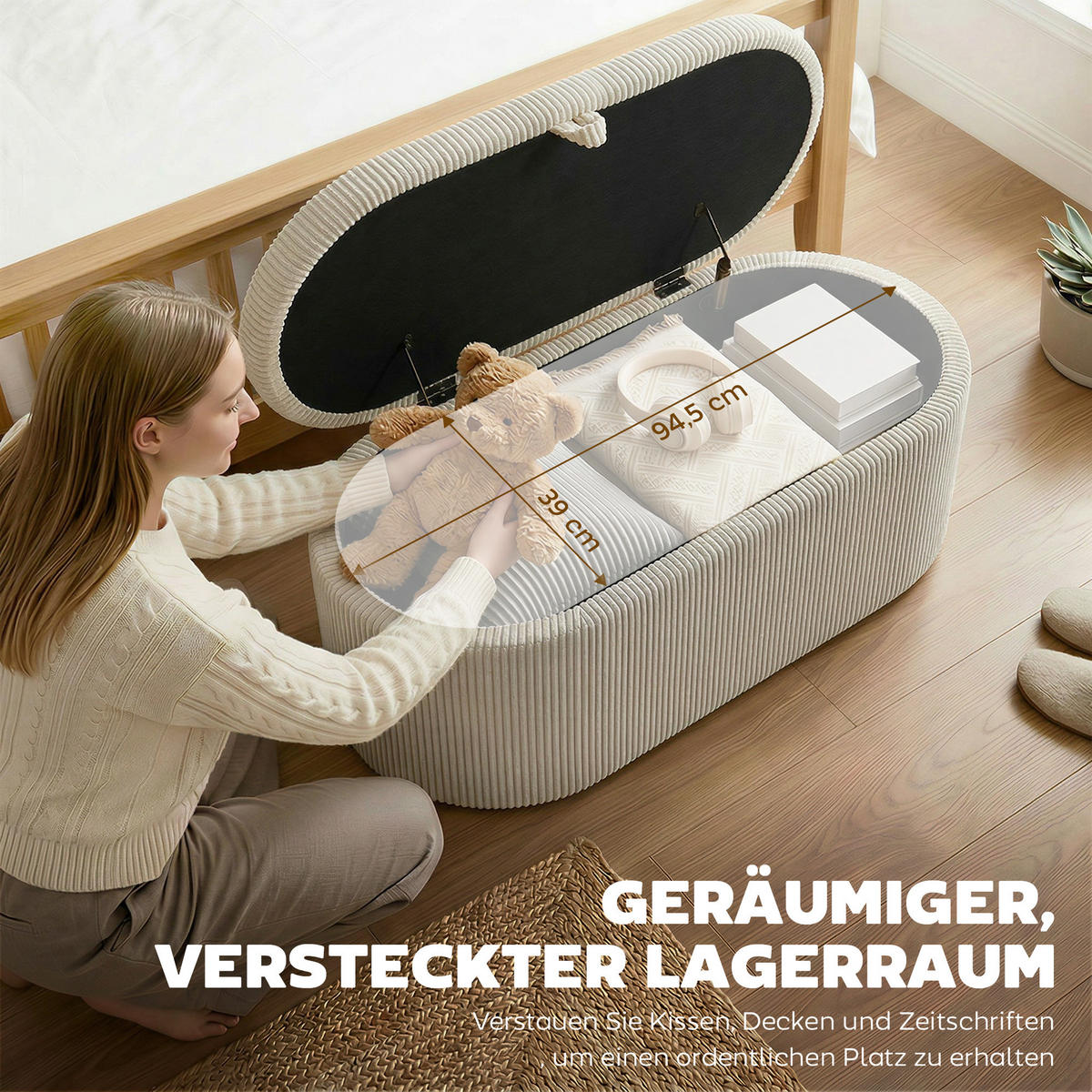 SITZBANK Polyester Beige - Beige/Schwarz, Kunststoff/Textil (51/49/105cm) - HOMCOM