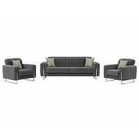 SITZGARNITUR Kochi, Grau Stellvariante 3+1+1 - Grau, Holzwerkstoff/Metall (243/85/95cm)