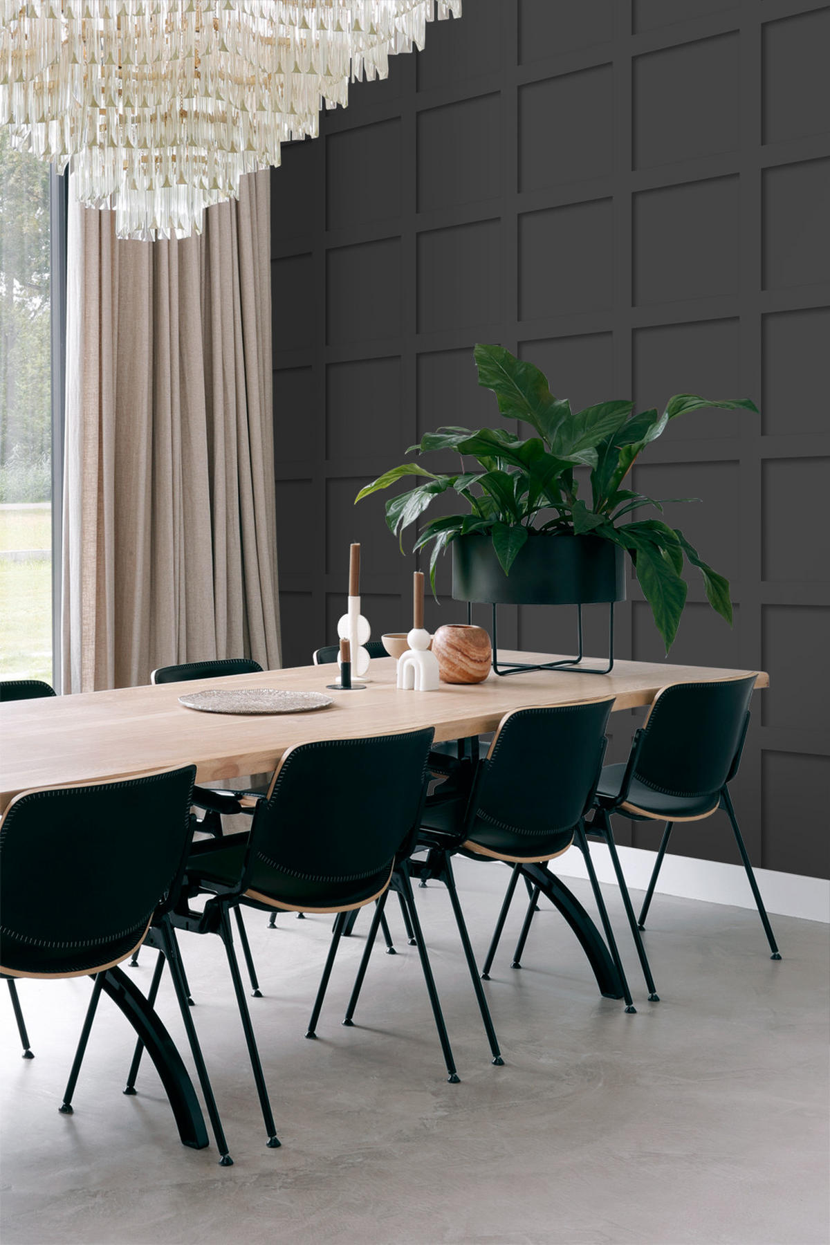 TAPETE Holzwandverkleidung 50 x 900 cm - Schwarz, Papier (50/900cm) - Origin Wallcoverings