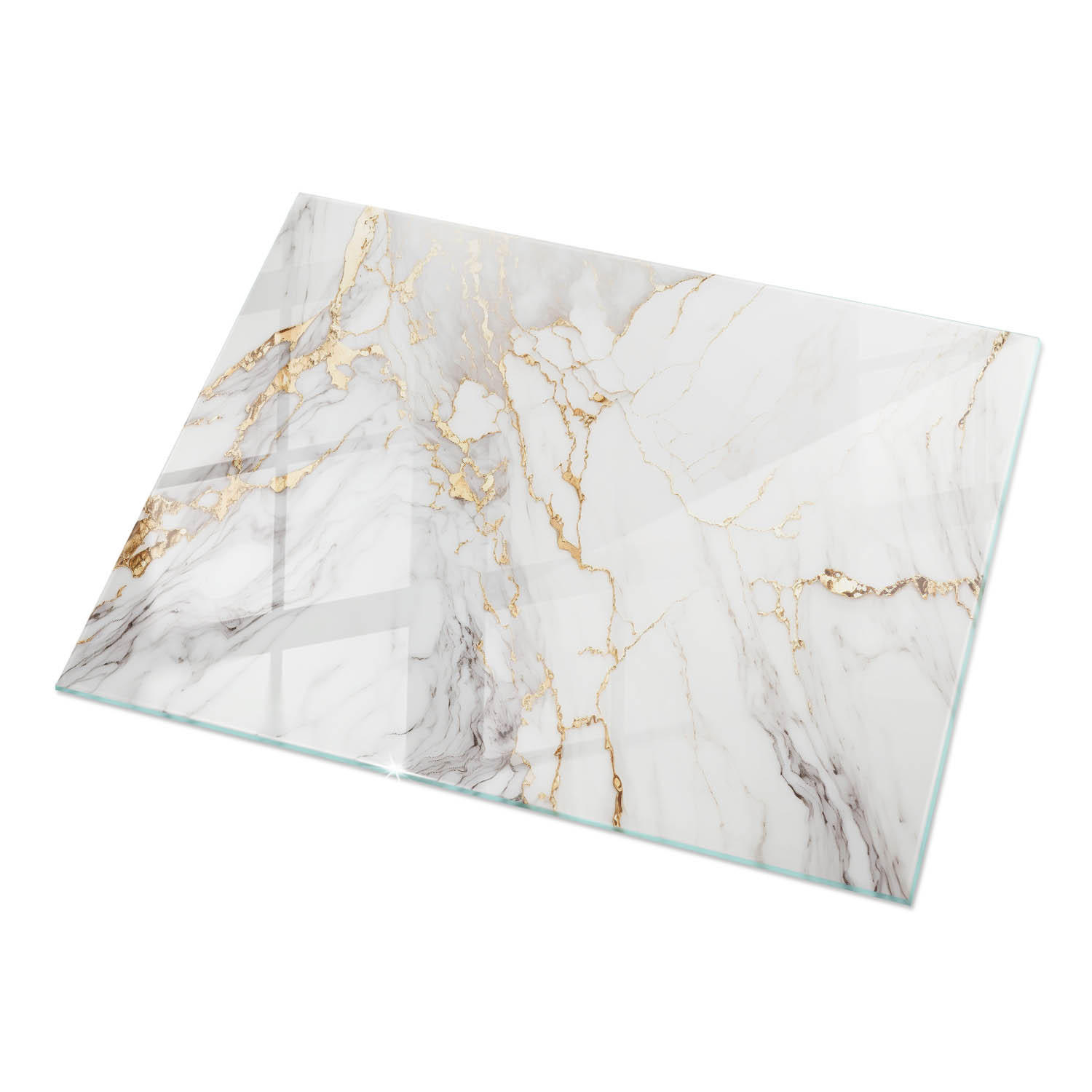 TISCHPLATTE 120x80 cm Eleganter Marmor mit Adern - Weiß, Glas (120/80/0.4cm) - TULUP