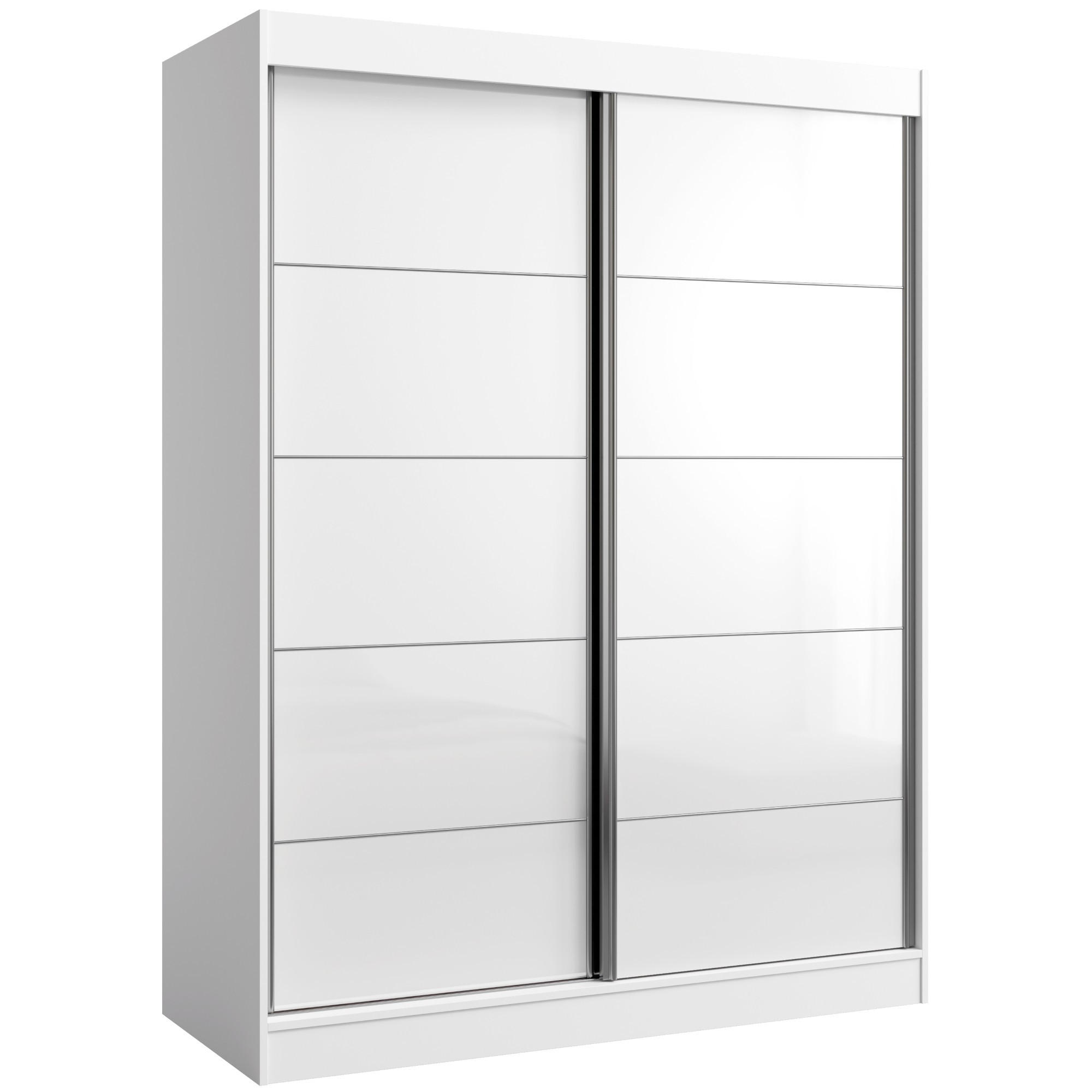 SCHIEBETÜRENSCHRANK Como 2D 150 Weiß (lacobel) - Silberfarben/Weiß, Holzwerkstoff/Metall (150/201/65cm) - mzm24