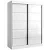 SCHIEBETÜRENSCHRANK Como 2D 150 Weiß (lacobel) - Silberfarben/Weiß, Holzwerkstoff/Metall (150/201/65cm) - mzm24