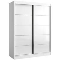SCHIEBETÜRENSCHRANK Como 2D 150 Weiß (lacobel) - Silberfarben/Weiß, Holzwerkstoff/Metall (150/201/65cm) - mzm24