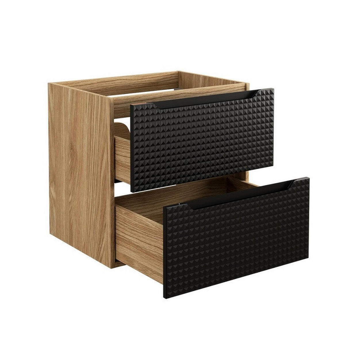 BADMÖBEL-SET 5 Teile - Luxor Black L BM108 in Schwarz/Geölte Eiche - Eichefarben/Schwarz, Holz (90/170/46cm)