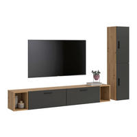 WOHNWAND The One Basalt grau 259/34/182 cm - Braun, Holzwerkstoff (259/182/34cm) - Xonox