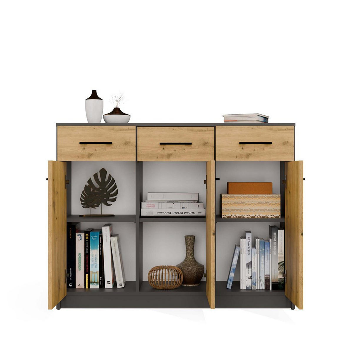 KOMMODE Anthrazit, Artisan 109/85/35 - Anthrazit, Holzwerkstoff (109/85/35cm) - RAUMHIRSCH FURNITURE