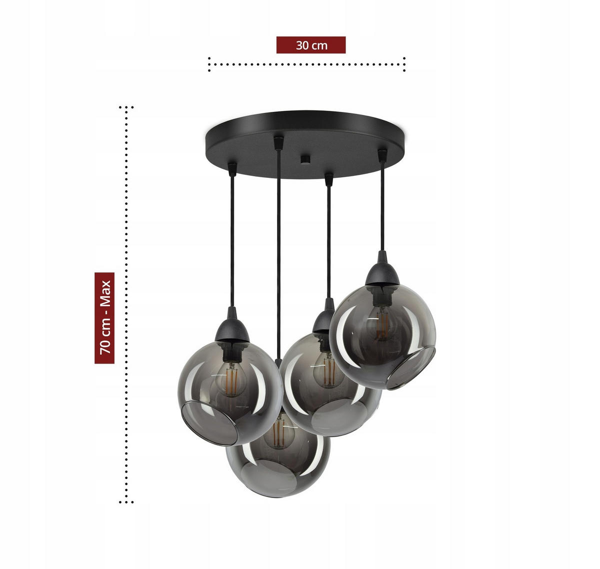 PENDELLEUCHTE Kogel - Transparent/Anthrazit, Glas/Metall (35/35/80cm) - kiki design