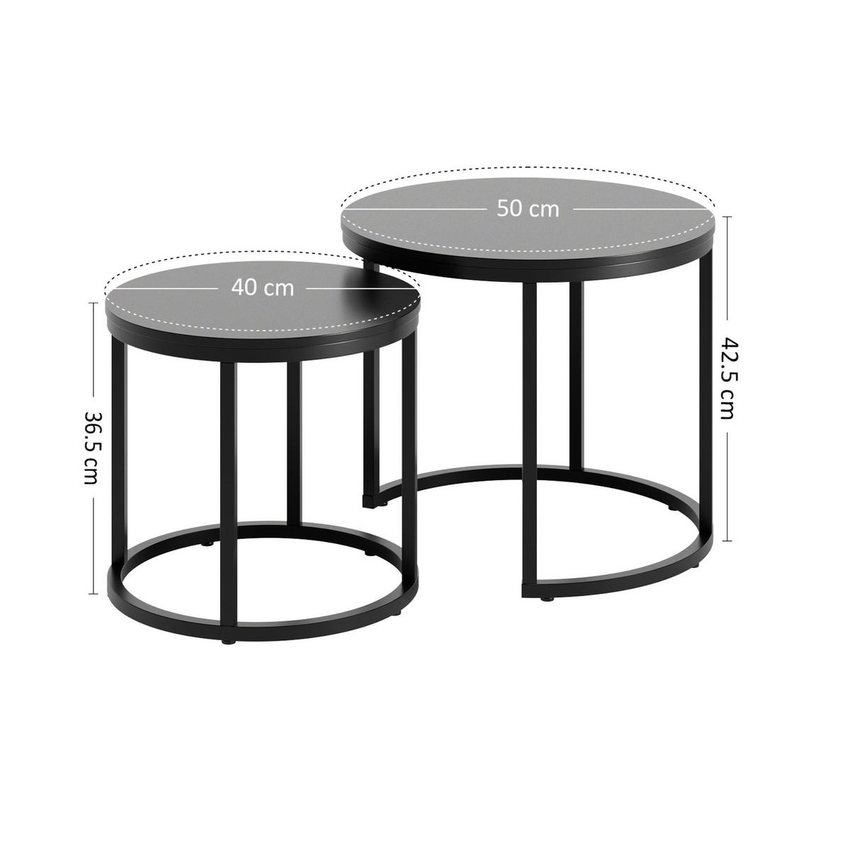 COUCHTISCH 2ER Set rund Schwarz - Schwarz, Holzwerkstoff (50/50/42.5cm) - Home Collective
