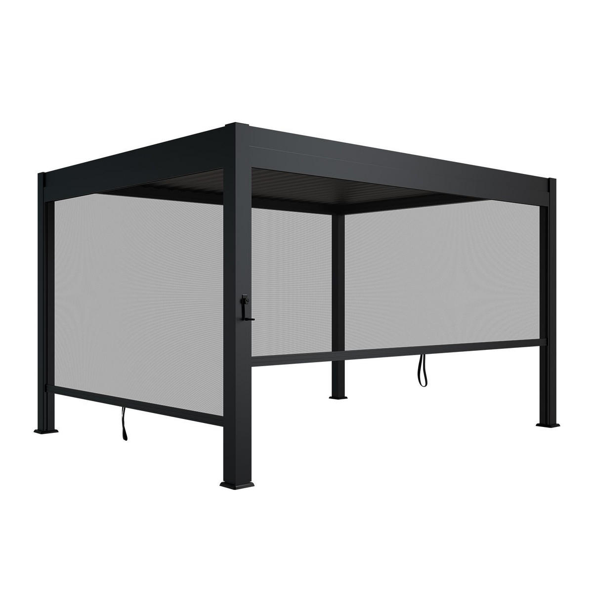 LAMELLENDACH Tahiti mit Seitenwand 3x4 m anthrazit - Anthrazit, Metall (300/240/400cm) - Juskys