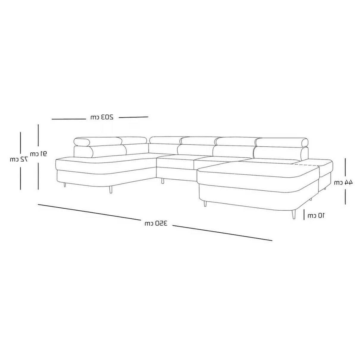 ECKSOFA U-Form PRIAM U Links mit Schlaffunktion 126x270 Velours Beige - Beige/Schwarz, Holz/Textil (350/91/203cm) - Muffo