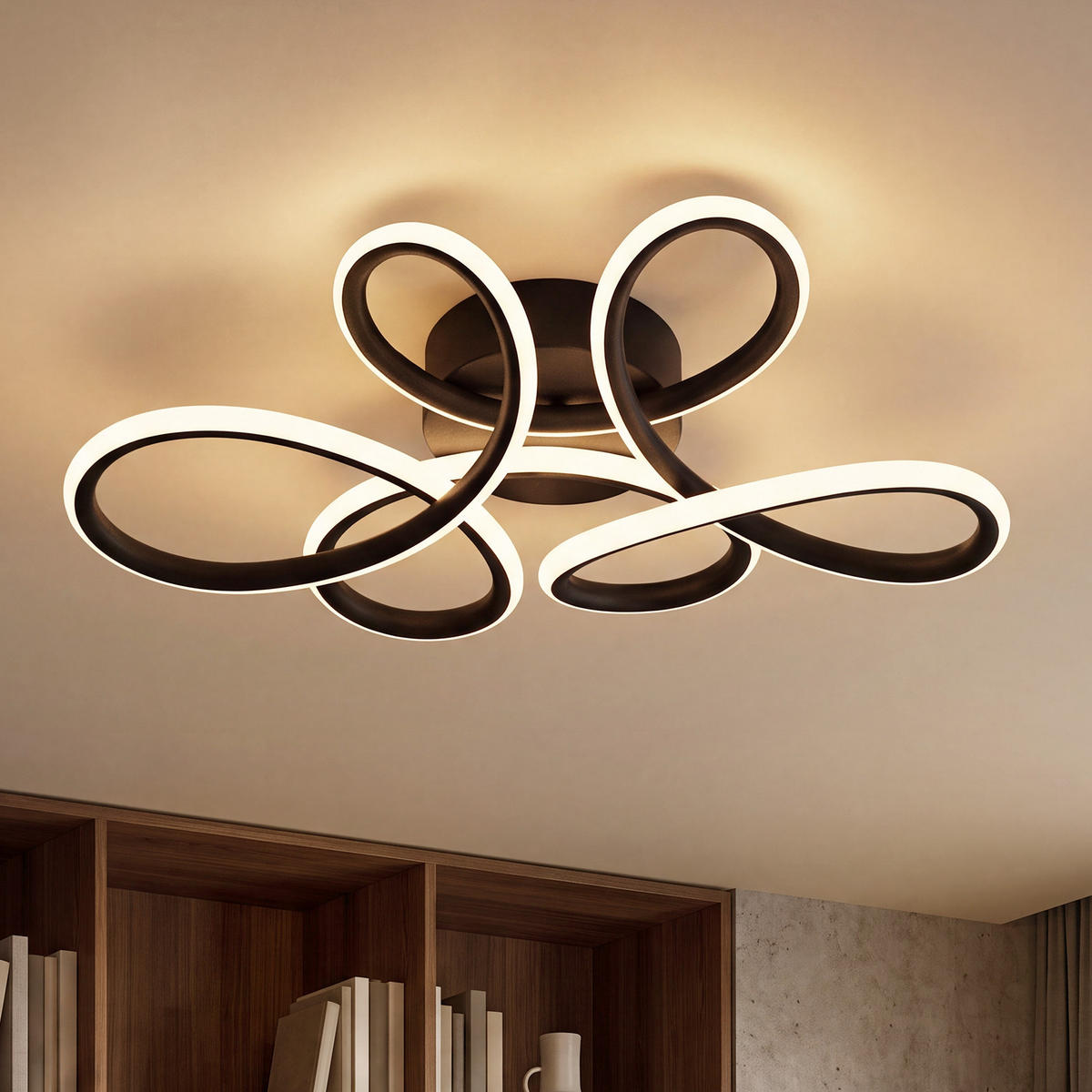 LED DECKENLEUCHTE Cyvith 36/25/8.5 cm - Schwarz, Kunststoff/Metall (36/25/8.5cm) - ZMH