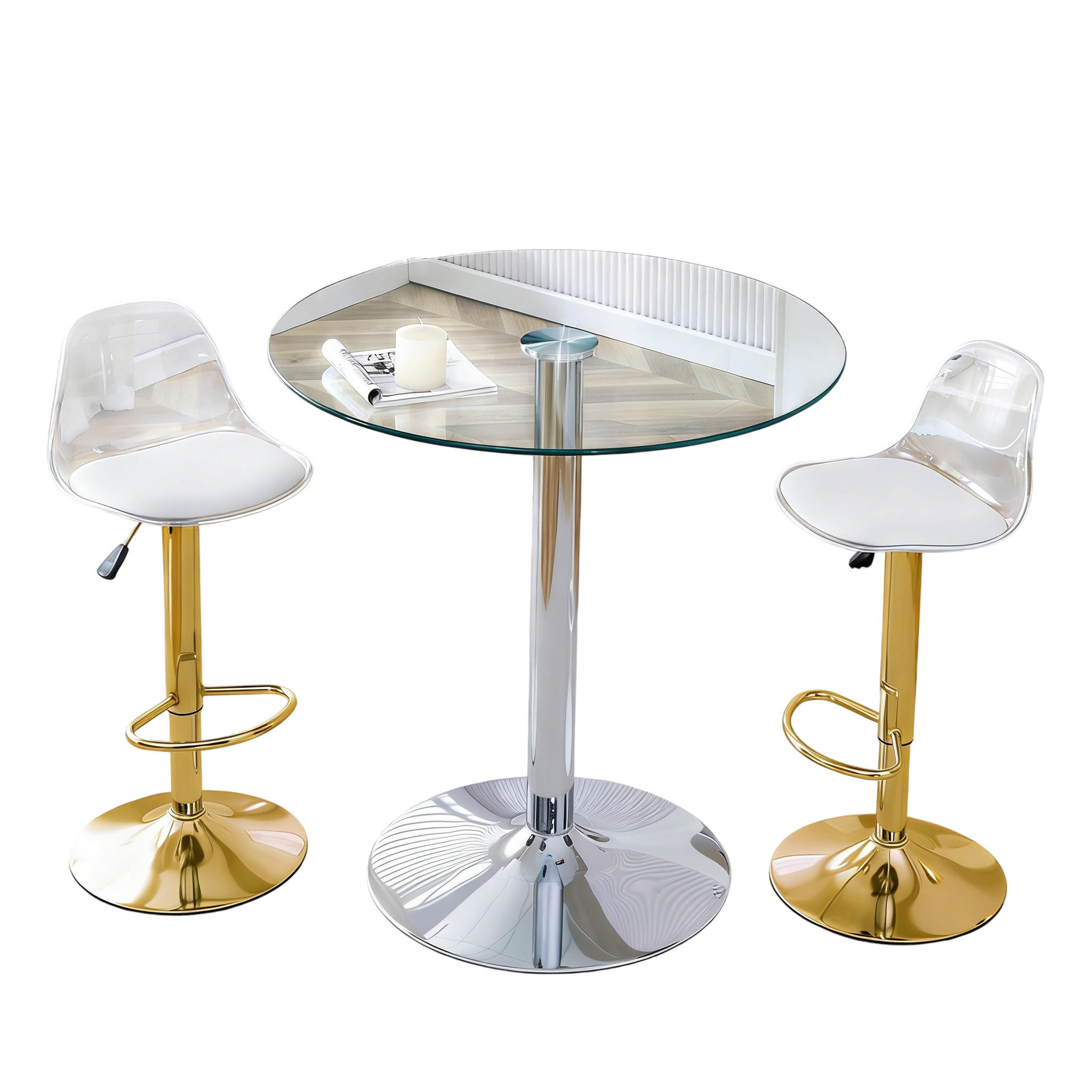ComfortXL Bartisch-Set Gold, Silber 89x92x89 cm