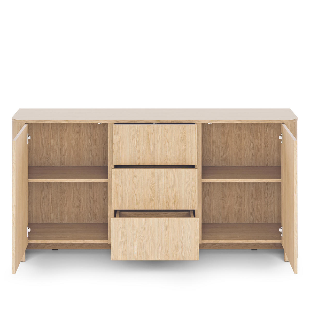 SIDEBOARD AVORIO 168/84/39cm mit 3 Schubladen 2 Türen Eichefarben - Eichefarben/Naturfarben, Holzwerkstoff (168/84/39cm) - MASSENO