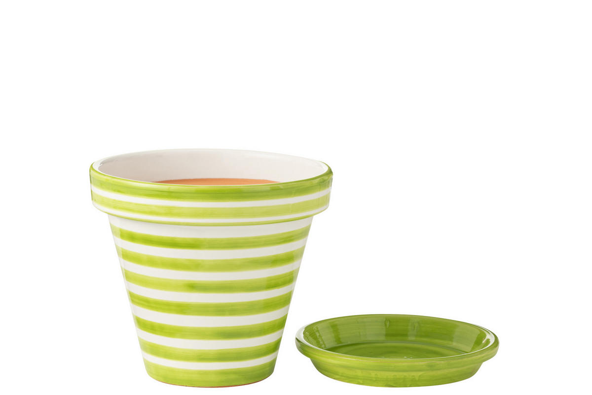 BLUMENTOPF GRANADA STRIPES - Töpferei - Grun - L - Ø 35 cm - Multicolor, Keramik (35/33cm) - J-Line