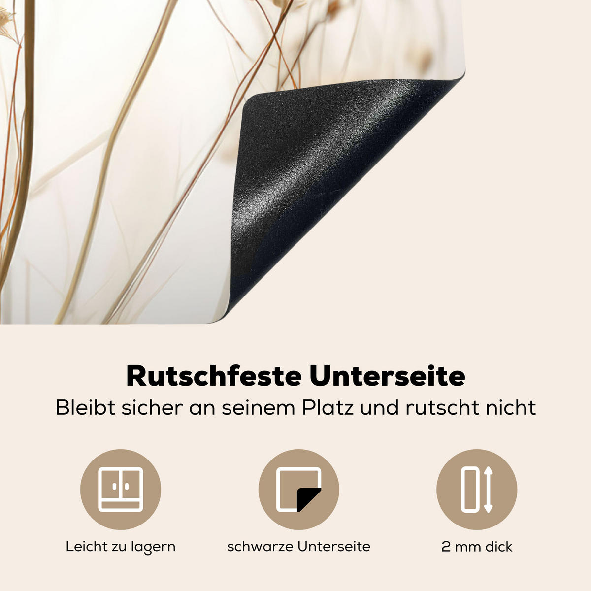 HERDABDECKPLATTE Blumen - Weiß - Sonnenlicht 91x52 cm - Ecru, Kunststoff (91.2/0.2/52cm) - MuchoWow