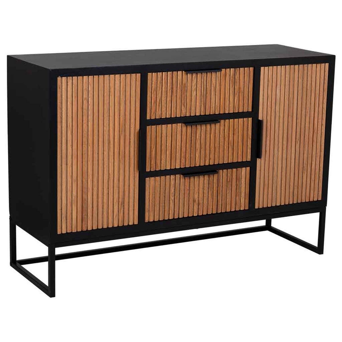 SIDEBOARD mit 3 schubladen und 2 türen aus holz und metall 120x40x81 cm - Braun, Holz (120/81/40cm) - Wanderlust