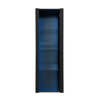 VITRISCHRANK mit LED-Beleuchtung und 3 Glasfächer，Schwarz - Schwarz, Holz (38/166/55cm) - KOMHTOM