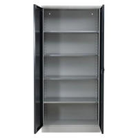 STAHLSCHRANK Bee mit 5 lackierten Fachböden 195x92x42 cm Korpusfarbe Lichtgrau Frontfarbe Schwarz - Schwarz, Metall (92/195/42cm)