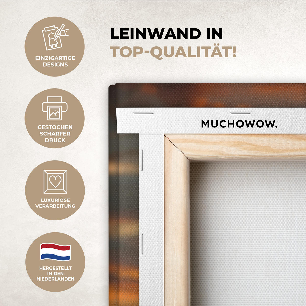 LEINWANDBILD Natur - Leopard - Tier - Sonnenuntergang - Modern Wandbild Wohnzimmer 50x50 cm - Orange, Textil (50/50cm) - MuchoWow