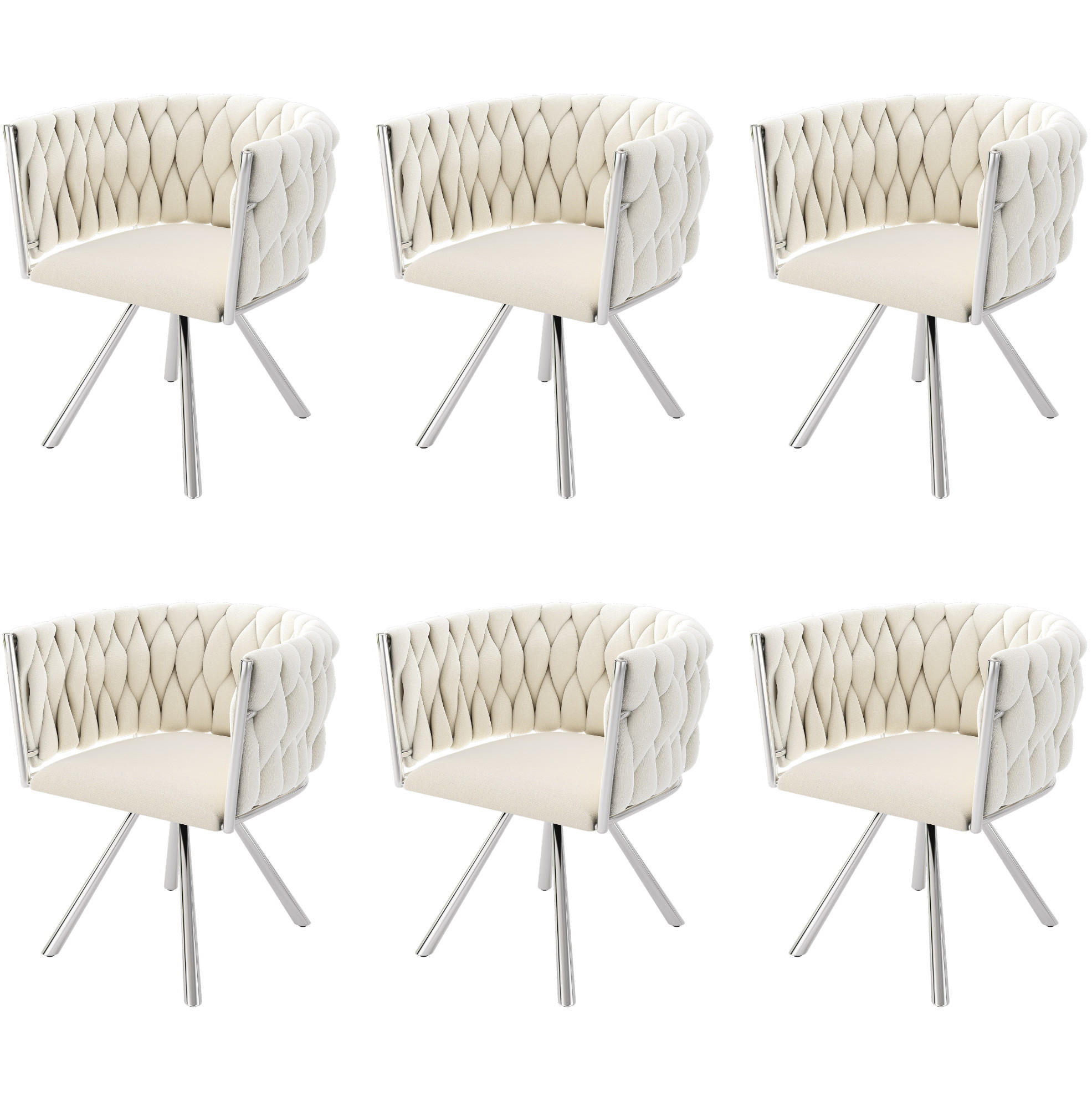 ESSZIMMERSTUHL drehbar Samt Beige Silber 6er-Set - Beige, Metall (54/72/59.1cm) - Meubliv