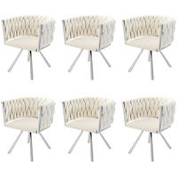 ESSZIMMERSTUHL drehbar Samt Beige Silber 6er-Set - Beige, Metall (54/72/59.1cm) - Meubliv