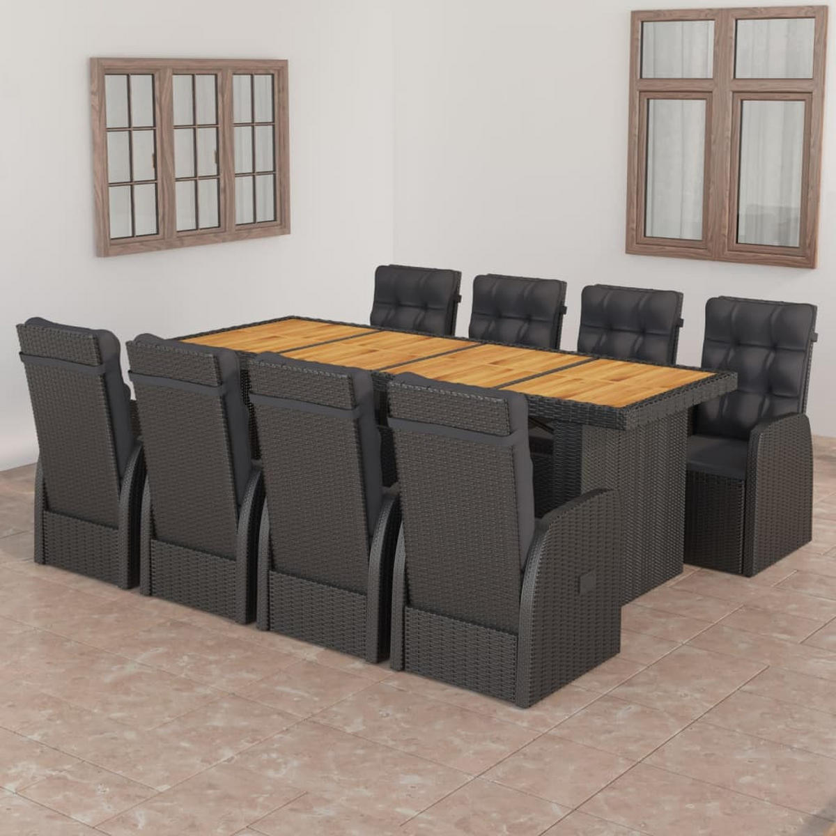 GARTENSET Yarden 9-teilig - Schwarz, Metall - Nettlife