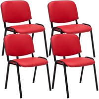BESUCHERSTUHL 4er Set Lederlook rot - Rot/Schwarz, Textil/Metall (53/83/53cm) - CLP