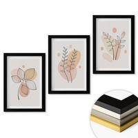 WANDBILDER 3er-Set - 20x30 cm Schwarzer Rahmen - Pastellfarbene Pflanzenzeichnungen - Schwarz, Kunststoff (20/30cm) - ArtPrintCave