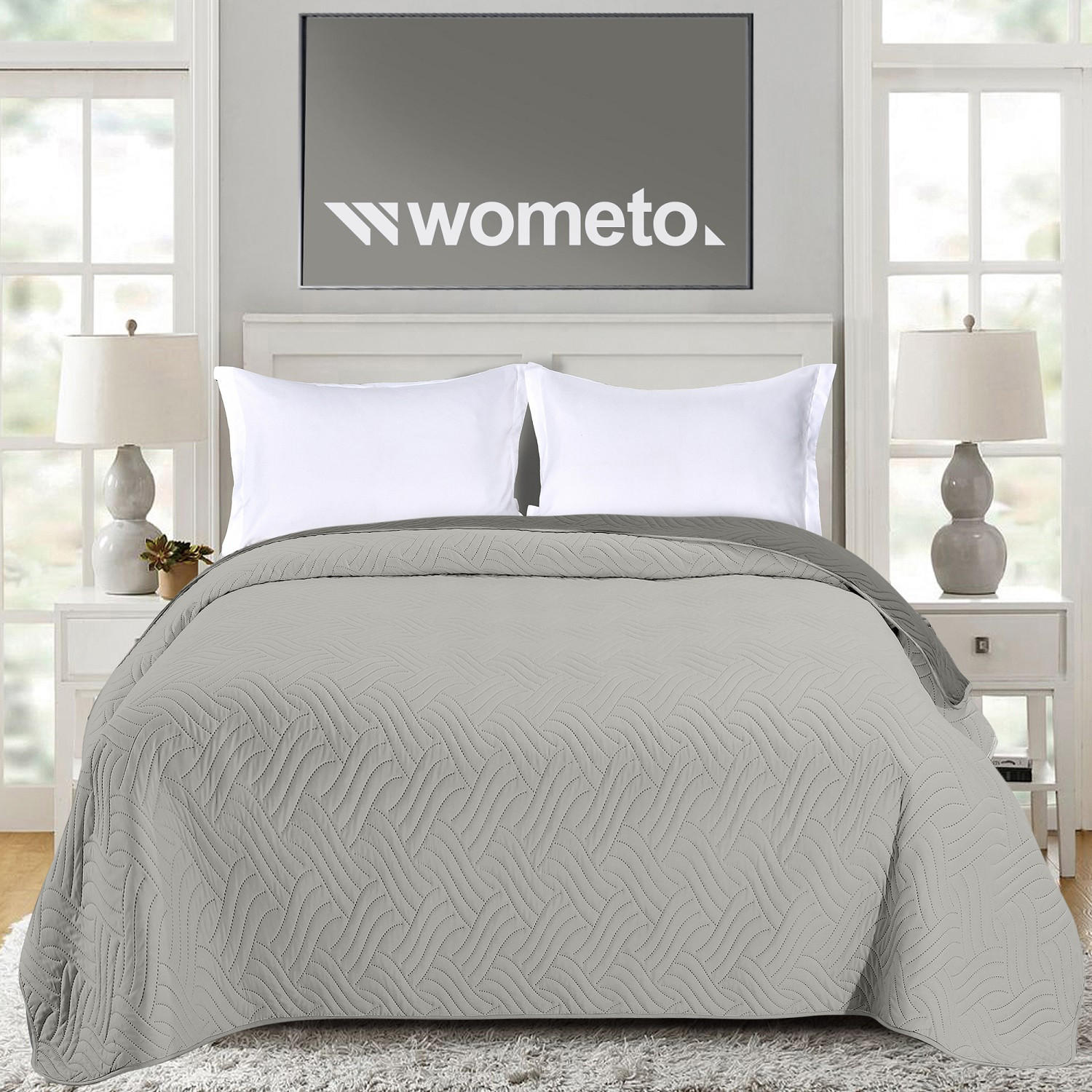 TAGESDECKE Wende-Design grau 220/240 cm Duo-Color - Grau, Textil (220/240cm) - wometo