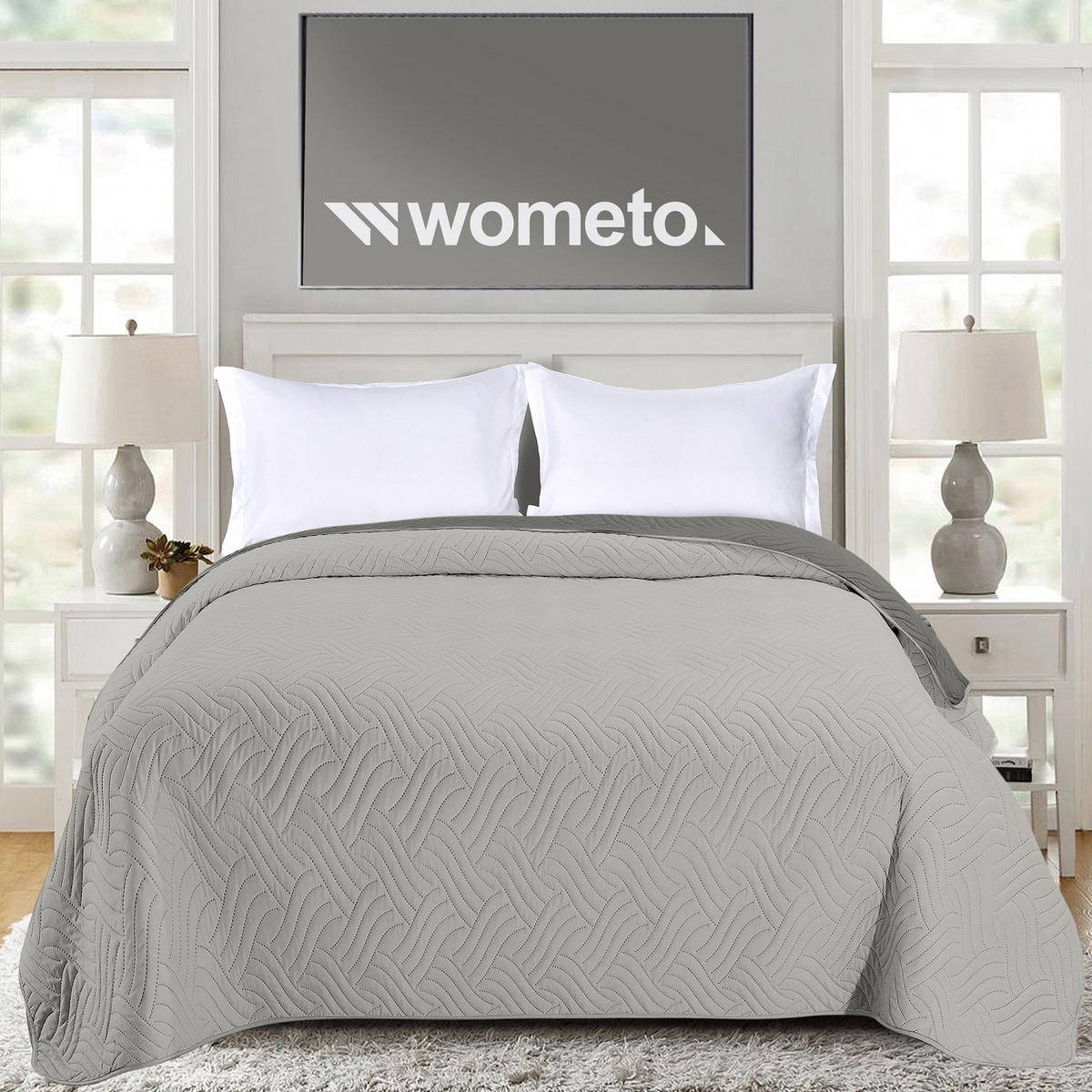 TAGESDECKE Wende-Design grau 220/240 cm Duo-Color - Grau, Textil (220/240cm) - wometo