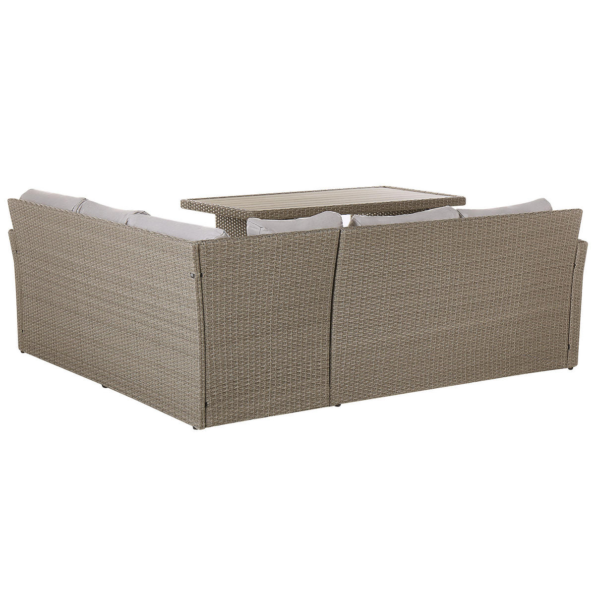 LOUNGE SET 5-Sitzer Rattan Auflagen hellgrau Bardi - Taupe, Kunststoff - Beliani