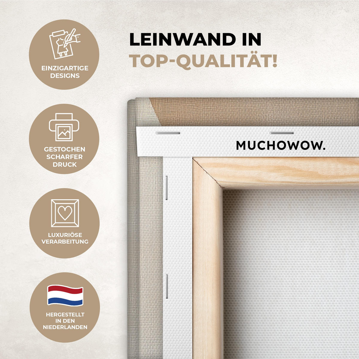 LEINWANDBILD Braun - Japandi - Abstrakt 60x80 cm - Sandfarben, Textil (60/80cm) - MuchoWow