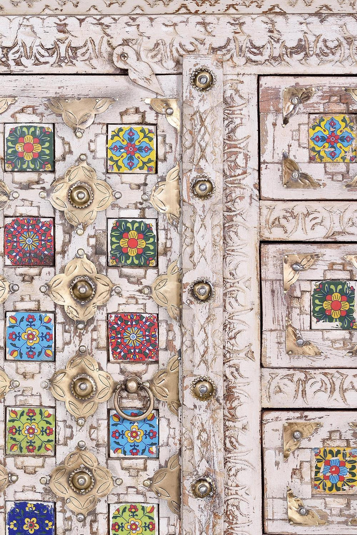 SIDEBOARD aus Mangoholz mit Keramikdetails - Perlmutt, Holz (40/90/150cm) - Giner y Colomer