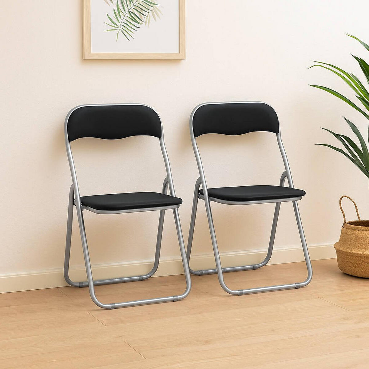 KLAPPSTUHL 2er Set in Metall Schwarz 47x43h79.5 - Grau, Metall (43/79.5/47cm) - DMORA